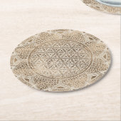 Flower of Life in Lotus Dot Artパステルゴルフ ラウンドペーパーコースター (アングル)