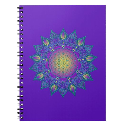 Flower Of Life - Indian Mandala 3 ノートブック (正面)
