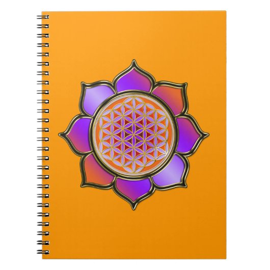 FLOWER OF LIFE - LOTUS VIOLET orange ノートブック (正面)