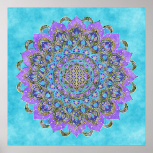Flower Of Life - Mandala Indiaスタイル1ポスター ポスター