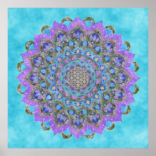 Flower Of Life - Mandala Indiaスタイル1ポスター ポスター (正面)
