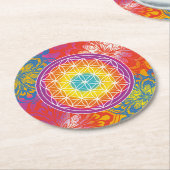 Flower of life mandala zen ラウンドペーパーコースター (アングル)