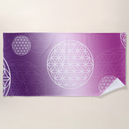 Flower of life purple ビーチタオル