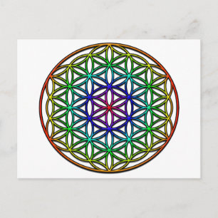Flower of Life (rainbow)神聖なジオメトリ記号 ポストカード