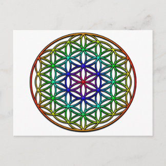 Flower of Life (rainbow)神聖なジオメトリ記号 ポストカード
