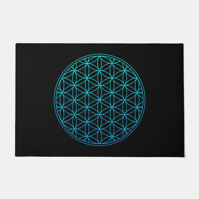 flower of life sacred geometry symbol ancient zen  ドアマット (正面)
