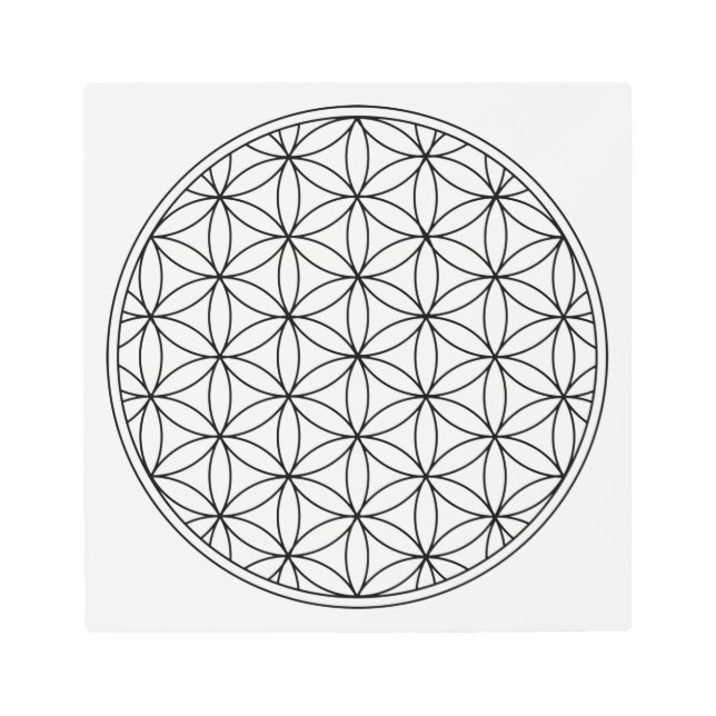 flower of life sacred geometry symbol ancient zen  メタルプリント (正面)