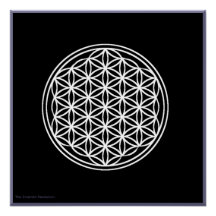 Flower of Life White on Black Glossy Poster
