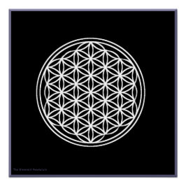 Flower of Life White on Black Glossy Poster ポスター