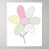  Flower on White Background Quilt Art Print Set ポスター (正面)