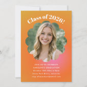 Flower Orange Gradient Photo Graduation Party 招待状 (正面)