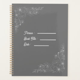 Flower Outline Book Dark Grey Cover プランナー手帳