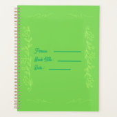 Flower Outline Book Green Cover プランナー手帳 (正面)