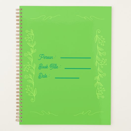Flower Outline Book Green Cover プランナー手帳 (正面)