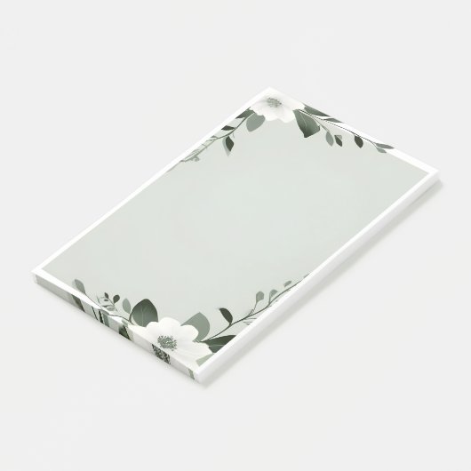 Flower Overlay Border in Sage Green ポストイット (アングル)