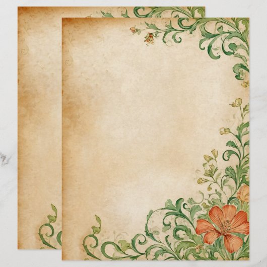Flower Page Scrapbook & Junk Journal Supplies (正面/裏面)