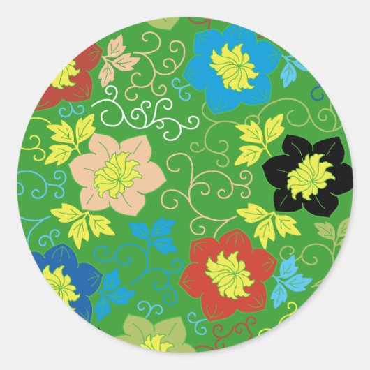 flower pattern ラウンドシール (正面)