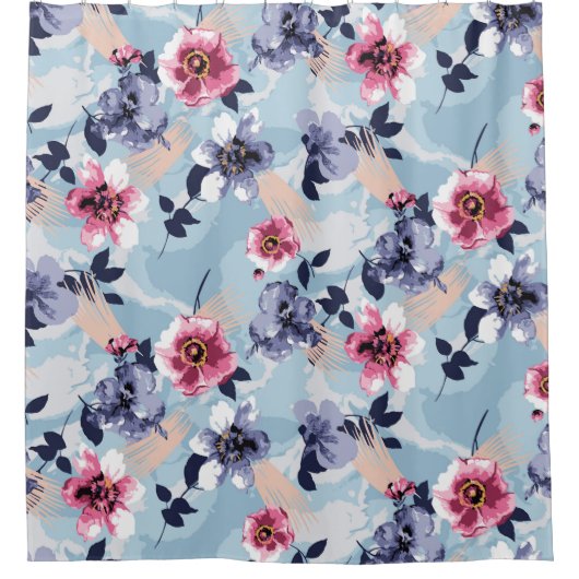 flower pattern design textile illustrationart,back シャワーカーテン (正面)
