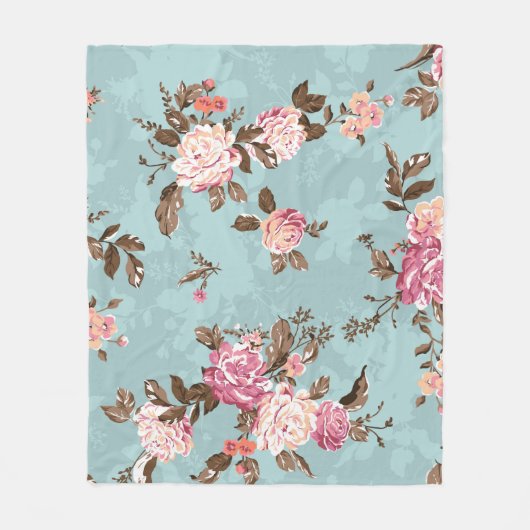 flower pattern design textile illustrationart,back フリースブランケット (正面)