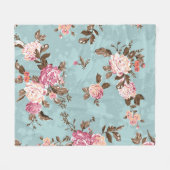 flower pattern design textile illustrationart,back フリースブランケット (正面(横))