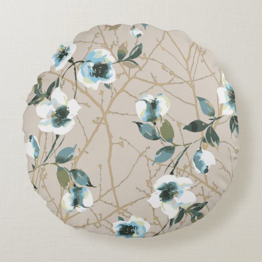 flower pattern design textile illustrationart,patt ラウンドクッション (正面)