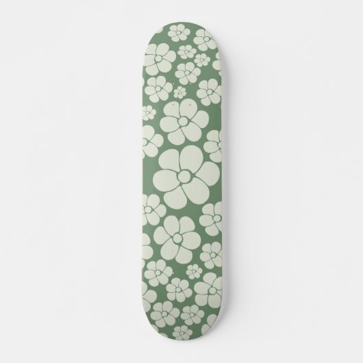 Flower Pattern - Green スケートボード (正面)