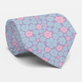 Flower Pattern in Blue, Lilac, and Pink ネクタイ (ロール)