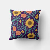 Flower pattern with dark purple background クッション (裏面)