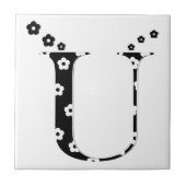 flower Patterned Letter U Tile タイル (正面)