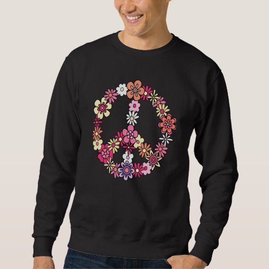 Flower Peace Sign Vintage Hippie スウェットシャツ (正面)