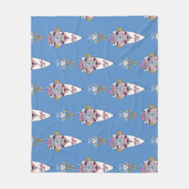 Flower & Perfume Bouquet Bundle on blue フリースブランケット