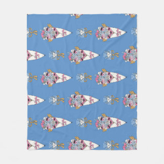 Flower & Perfume Bouquet Bundle on blue フリースブランケット