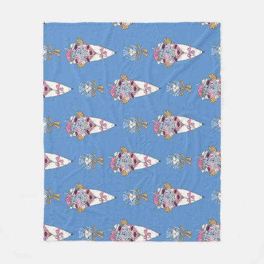 Flower & Perfume Bouquet Bundle on blue フリースブランケット (正面)