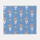 Flower & Perfume Bouquet Bundle on blue フリースブランケット (正面(横))