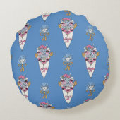 Flower & Perfume Bouquet Bundle on blue ラウンドクッション (裏面)