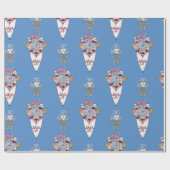 Flower & Perfume Bouquet Bundle on blue ラッピングペーパー (フラット)