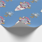 Flower & Perfume Bouquet Bundle on blue ラッピングペーパー (角)