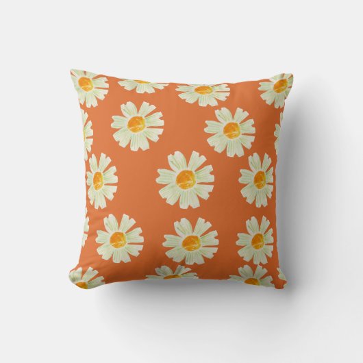 flower pillow orange colour クッション (正面)