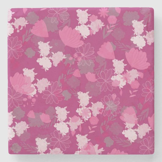 flower pink ストーンコースター (正面)