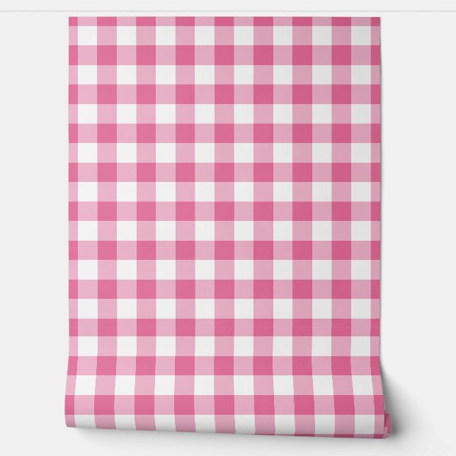 Flower Pink Gingham Check Green Buffalo Plaid 壁紙 (ほどく)