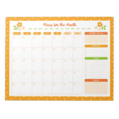 Flower Polka Dots Monthly Planner ノートパッド (正面)