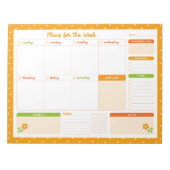 Flower Polka Dots Weekly Sunday Start Planner ノートパッド (正面)