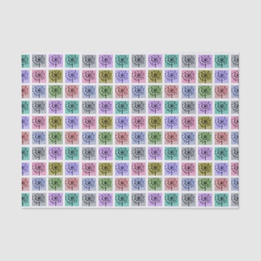 Flower Pop Art Squares 薄葉紙 (正面)