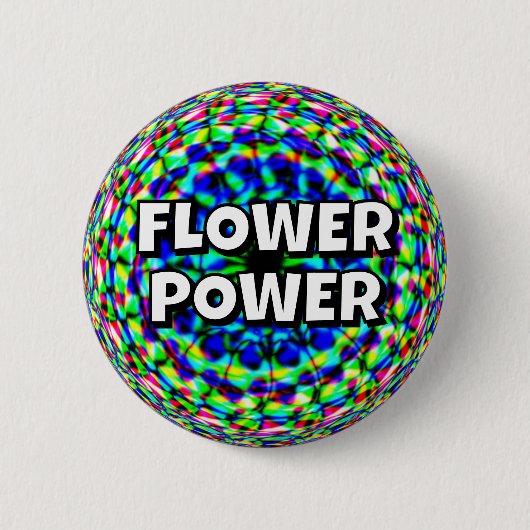 FLOWER POWER （単語を変更できる） 缶バッジ (正面)