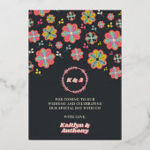 Flower Power 70のレトロGroovy結婚's Thank You 箔招待状 (裏面)