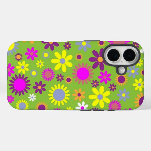 Flower Power Bright Green Case-Mate iPhoneケース (裏面 (横))
