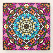 Flower Power Groovy Garden ガラスコースター (正面)