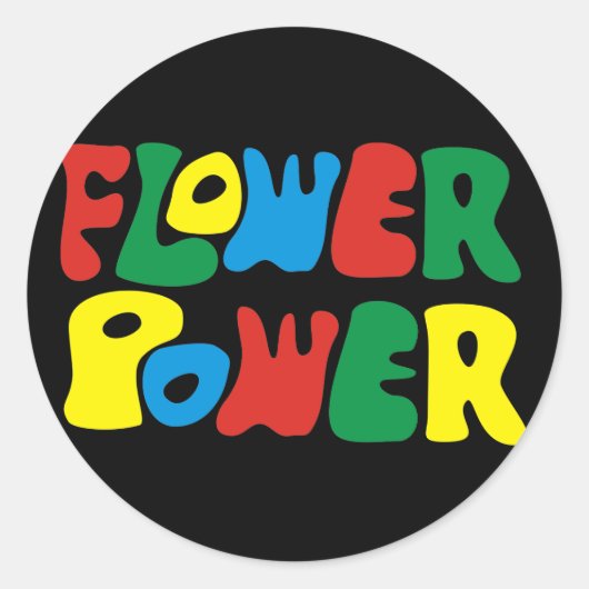 Flower Power Hippie ラウンドシール (正面)