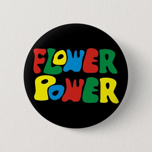 Flower Power Hippie 缶バッジ (正面)