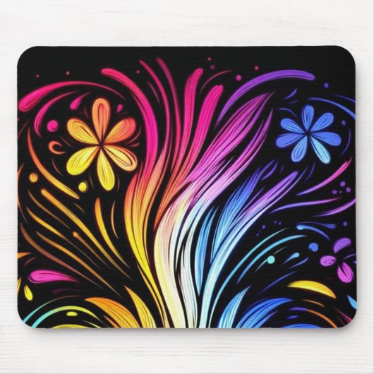 Flower Power on a 1970s Style Desktop Computer マウスパッド (正面)